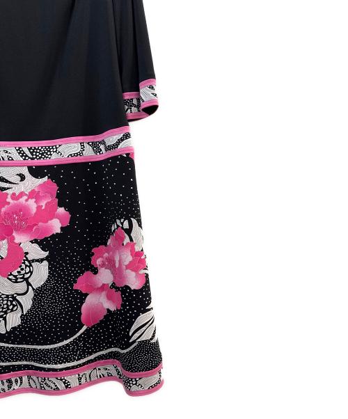 LEONARD（レオナール）LEONARD (レオナール) 花柄ワンピース ブラック×ピンク サイズ:34の古着・服飾アイテム