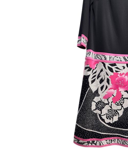 LEONARD（レオナール）LEONARD (レオナール) 花柄ワンピース ブラック×ピンク サイズ:34の古着・服飾アイテム