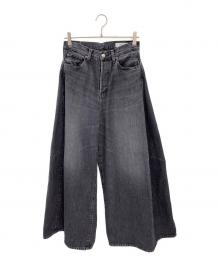 HYKE（ハイク）の古着「DENIM SUPER WIDE LEG JEANS」｜ブラック