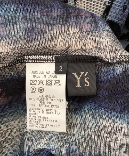 Y's（ワイズ）Y's (ワイズ) HOUNDTOOTH DOTS TULLE CROPPED HIGH-NECK T ネイビー サイズ:2の古着・服飾アイテム