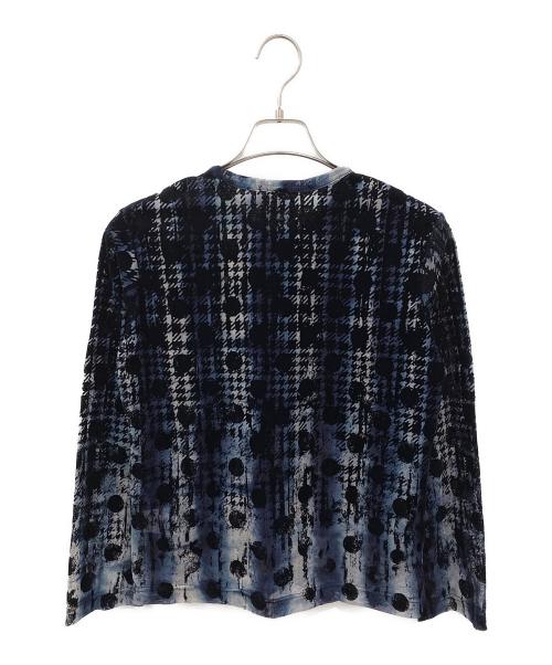 Y's（ワイズ）Y's (ワイズ) HOUNDTOOTH DOTS TULLE ROUND NECK LONG SLEEVE CARDIGAN ネイビー サイズ:2の古着・服飾アイテム