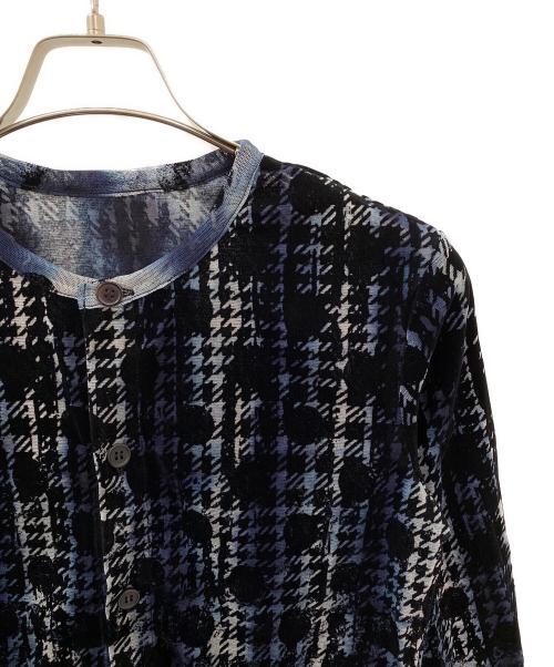 Y's（ワイズ）Y's (ワイズ) HOUNDTOOTH DOTS TULLE ROUND NECK LONG SLEEVE CARDIGAN ネイビー サイズ:2の古着・服飾アイテム