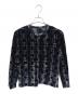 Y's（ワイズ）の古着「HOUNDTOOTH DOTS TULLE ROUND NECK LONG SLEEVE CARDIGAN」｜ネイビー