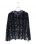 Y's（ワイズ）の古着「HOUNDTOOTH DOTS TULLE ROUND NECK LONG SLEEVE CARDIGAN」｜ネイビー