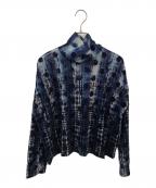 Y'sワイズ）の古着「HOUNDTOOTH DOTS TULLE CROPPED HIGH-NECK T」｜ネイビー