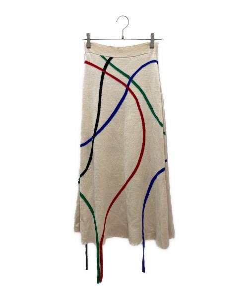 LOEWE（ロエベ）LOEWE (ロエベ) フレア インターシャ スカート アイボリー サイズ:Lの古着・服飾アイテム