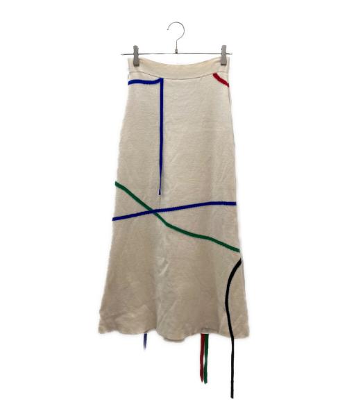 LOEWE（ロエベ）LOEWE (ロエベ) フレア インターシャ スカート アイボリー サイズ:Lの古着・服飾アイテム