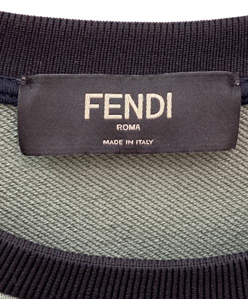 FENDI（フェンディ）FENDI (フェンディ) ロゴ切替スウェット FAF626 A527 2021AW グリーン×ブラック サイズ:Mの古着・服飾アイテム