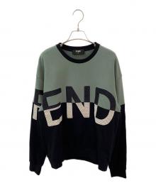 FENDI（フェンディ）の古着「ロゴ切替スウェット FAF626 A527 2021AW」｜グリーン×ブラック