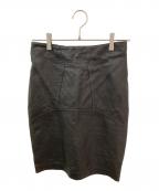 ALAIAアライア）の古着「レザータイトスカート」｜オリーブ