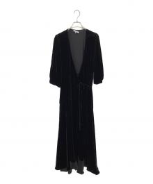 GANNI（ガニー）の古着「ベルベッドラップワンピース」｜ブラック