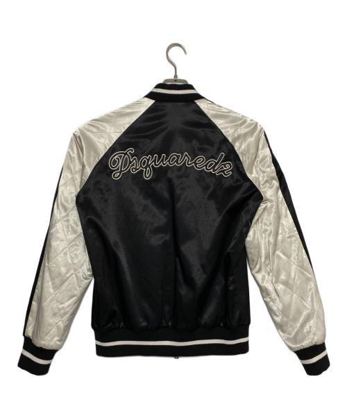 DSQUARED2（ディースクエアード）DSQUARED2 (ディースクエアード) Embroidered Satin Bomber Jacket ブラック サイズ:46の古着・服飾アイテム