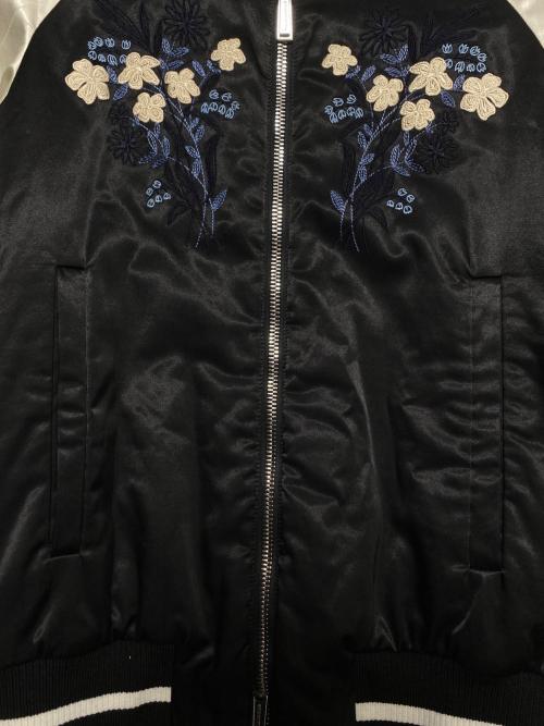 DSQUARED2（ディースクエアード）DSQUARED2 (ディースクエアード) Embroidered Satin Bomber Jacket ブラック サイズ:46の古着・服飾アイテム