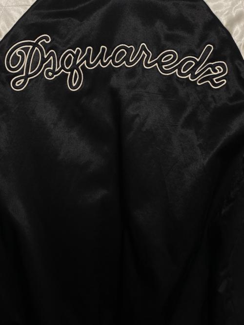 DSQUARED2（ディースクエアード）DSQUARED2 (ディースクエアード) Embroidered Satin Bomber Jacket ブラック サイズ:46の古着・服飾アイテム