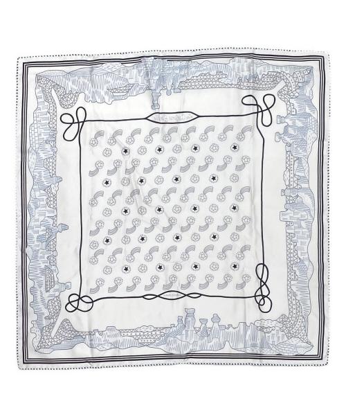 HERMES（エルメス）HERMES (エルメス) シルクバンダナ ホワイト サイズ:55の古着・服飾アイテム