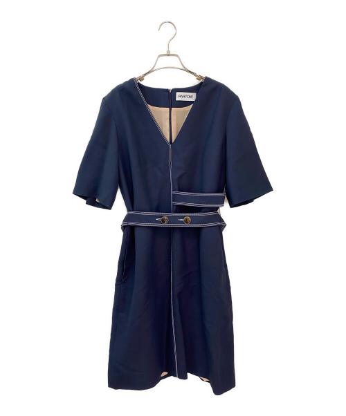 partow（パルトウ）partow (パルトウ) 半袖ワンピース ネイビー サイズ:10の古着・服飾アイテム