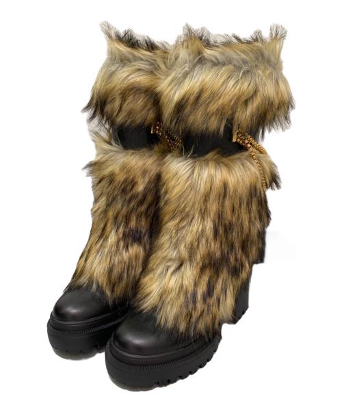 GIUSEPPE ZANOTTI（ジュゼッペザノッティ）GIUSEPPE ZANOTTI (ジュゼッペザノッティ) フェイクファーブーツ ブラック サイズ:36の古着・服飾アイテム