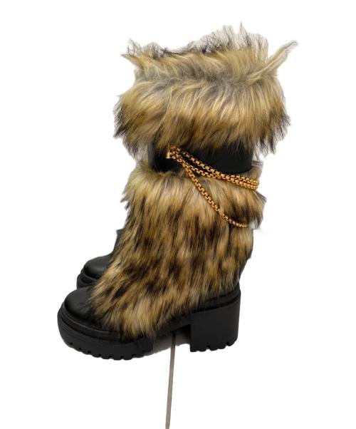 GIUSEPPE ZANOTTI（ジュゼッペザノッティ）GIUSEPPE ZANOTTI (ジュゼッペザノッティ) フェイクファーブーツ ブラック サイズ:36の古着・服飾アイテム