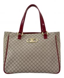 CELINE（セリーヌ）の古着「マカダム柄トートバッグ」｜レッド