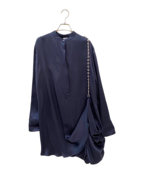LOEWE（ロエベ）LOEWE (ロエベ) Chain シルクシャツドレス ネイビー サイズ:32の古着・服飾アイテム