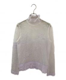 Mame Kurogouchi（マメクロゴウチ）の古着「Nature Pattern Sheer Knitted High Neck Top」｜ラベンダー