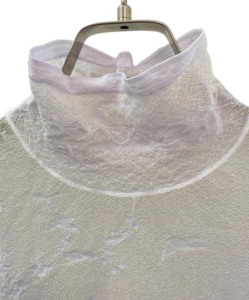 Mame Kurogouchi（マメクロゴウチ）Mame Kurogouchi (マメクロゴウチ) Nature Pattern Sheer Knitted High Neck Top ラベンダー サイズ:2の古着・服飾アイテム