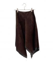 CELINE（セリーヌ）の古着「レザースカート」｜ブラウン