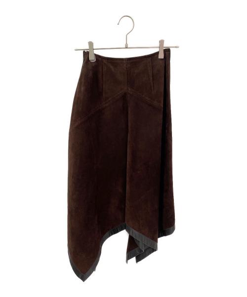 CELINE（セリーヌ）CELINE (セリーヌ) レザースカート ブラウン サイズ:34の古着・服飾アイテム
