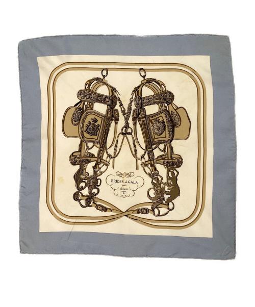 HERMES（エルメス）HERMES (エルメス) シルクスカーフ ブルー×ホワイト サイズ:40の古着・服飾アイテム