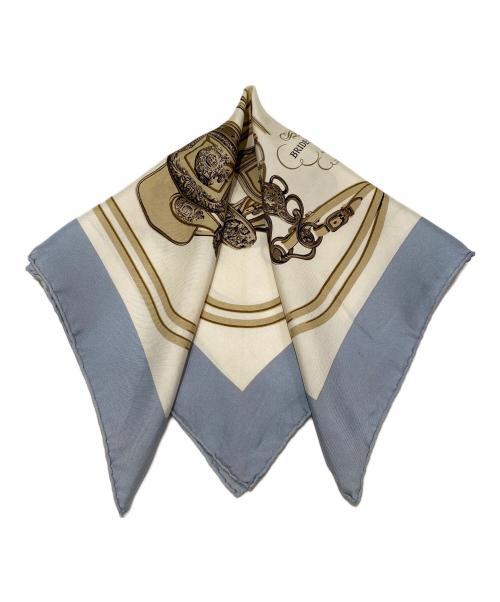 HERMES（エルメス）HERMES (エルメス) シルクスカーフ ブルー×ホワイト サイズ:40の古着・服飾アイテム