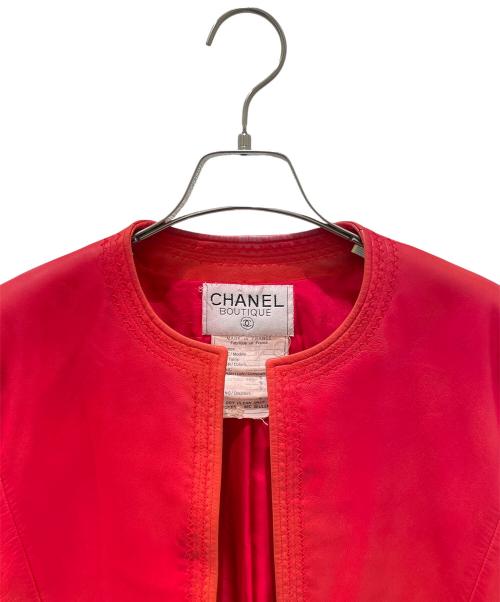 CHANEL（シャネル）CHANEL (シャネル) レザージャケット レッド サイズ:38の古着・服飾アイテム