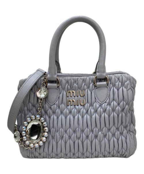 MIU MIU（ミュウミュウ）MIU MIU (ミュウミュウ) ナッパクリスタルマテラッセレザーバッグ スカイブルーの古着・服飾アイテム