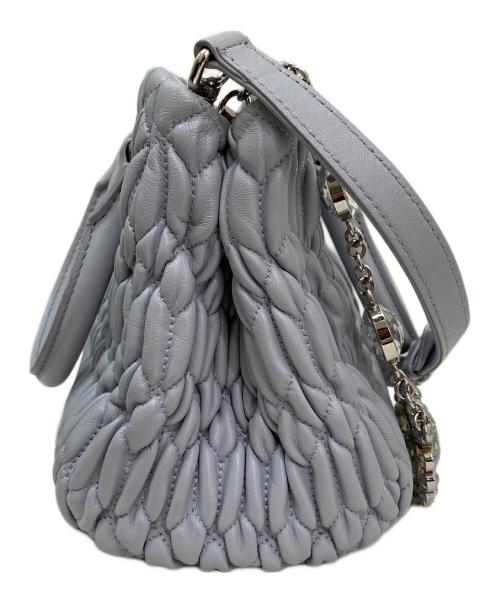 MIU MIU（ミュウミュウ）MIU MIU (ミュウミュウ) ナッパクリスタルマテラッセレザーバッグ スカイブルーの古着・服飾アイテム