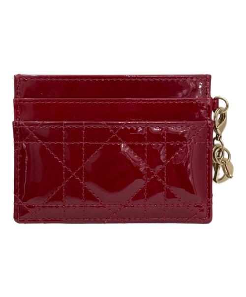 Christian Dior（クリスチャン ディオール）Christian Dior (クリスチャン ディオール) Lady Dior Freesia カードホルダー レッドの古着・服飾アイテム