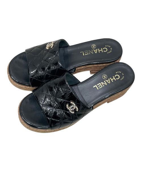 CHANEL（シャネル）CHANEL (シャネル) ウェッジソールサンダル ブラック サイズ:36の古着・服飾アイテム