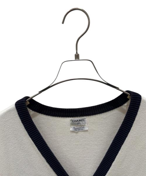 CHANEL（シャネル）CHANEL (シャネル) バイカラーカーディガン ネイビー サイズ:Lの古着・服飾アイテム