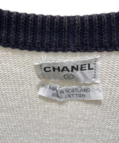 CHANEL（シャネル）CHANEL (シャネル) バイカラーカーディガン ネイビー サイズ:Lの古着・服飾アイテム