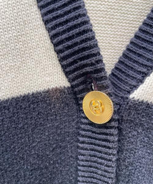 CHANEL（シャネル）CHANEL (シャネル) バイカラーカーディガン ネイビー サイズ:Lの古着・服飾アイテム