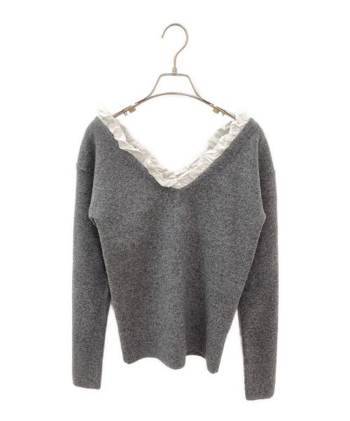 CLANE（クラネ）CLANE (クラネ) 2WAY FRILL V NECK KNIT TOPS グレー サイズ:1の古着・服飾アイテム