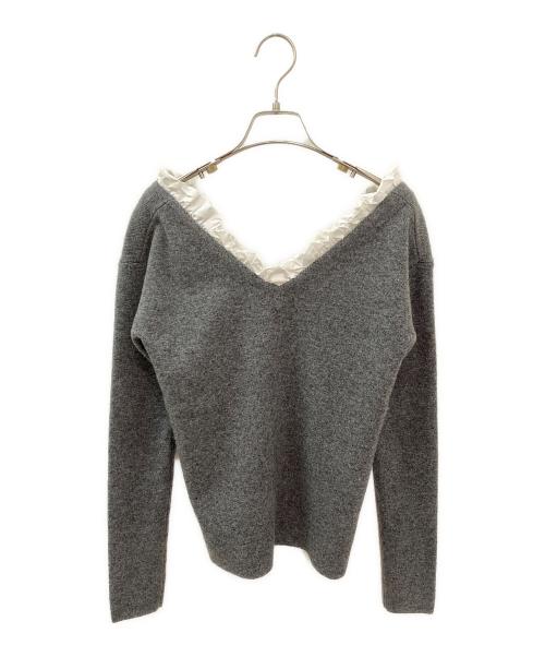 CLANE（クラネ）CLANE (クラネ) 2WAY FRILL V NECK KNIT TOPS グレー サイズ:1の古着・服飾アイテム
