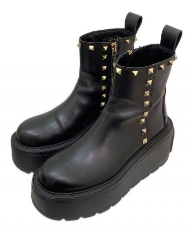 中古・古着通販】VALENTINO (ヴァレンティノ) スタッズブーツ ブラック
