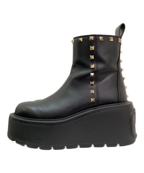 VALENTINO（ヴァレンティノ）VALENTINO (ヴァレンティノ) スタッズブーツ ブラック サイズ:35 1/2の古着・服飾アイテム