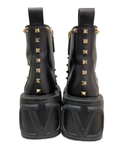 VALENTINO（ヴァレンティノ）VALENTINO (ヴァレンティノ) スタッズブーツ ブラック サイズ:35 1/2の古着・服飾アイテム
