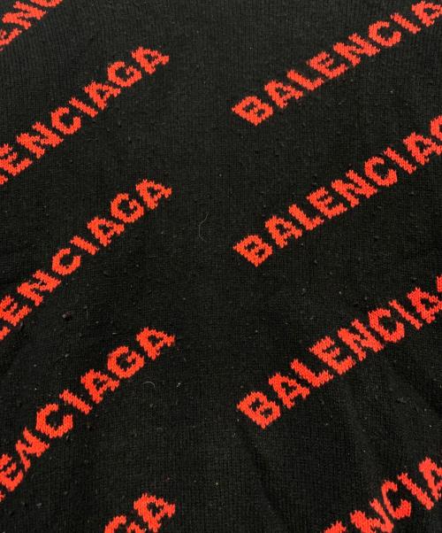 BALENCIAGA（バレンシアガ）BALENCIAGA (バレンシアガ) ウール ジャガードロゴ ロングスリーブ ニット セーター ネイビー サイズ:Mの古着・服飾アイテム
