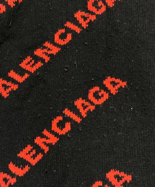 BALENCIAGA（バレンシアガ）BALENCIAGA (バレンシアガ) ウール ジャガードロゴ ロングスリーブ ニット セーター ネイビー サイズ:Mの古着・服飾アイテム