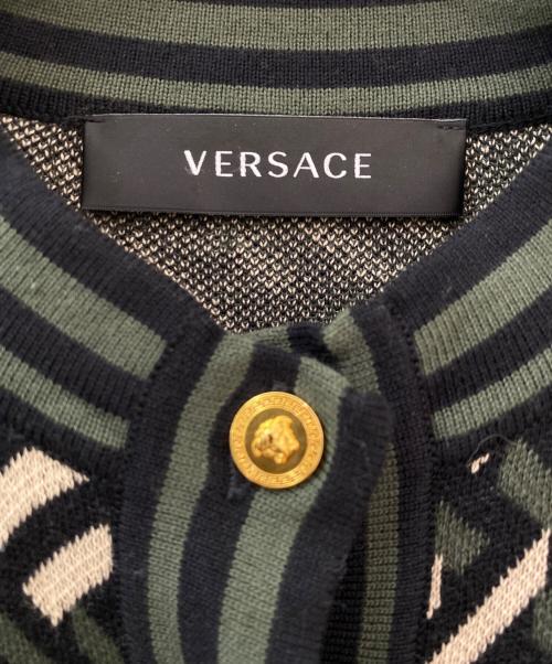 VERSACE（ヴェルサーチェ）VERSACE (ヴェルサーチェ) 総柄カーディガン ブラック サイズ:38の古着・服飾アイテム