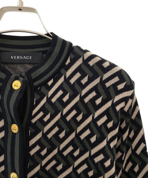 VERSACE（ヴェルサーチェ）VERSACE (ヴェルサーチェ) 総柄カーディガン ブラック サイズ:38の古着・服飾アイテム