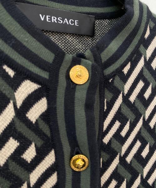 VERSACE（ヴェルサーチェ）VERSACE (ヴェルサーチェ) 総柄カーディガン ブラック サイズ:38の古着・服飾アイテム