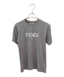 FENDI（フェンディ）の古着「ロゴ刺繍 コットン クルーネック カットソー」｜グレー