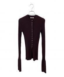(im)perf.（インパーフ）の古着「Long Sleeve Rib Cardigan」｜バーガンディー